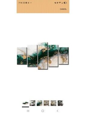 5-Piece Abstract Emerald Green and Gold Gallery-Wrapped Canvas Wall Art Set